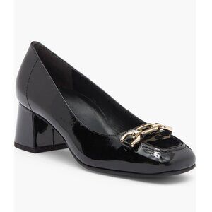 Paul Green Viviana Square Toe Block Heel Pumps Black Patent  6.5 / US 9